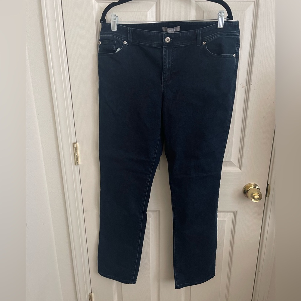 Chico's Dark Wash Mid Rise Straight Leg Jean - Size 2